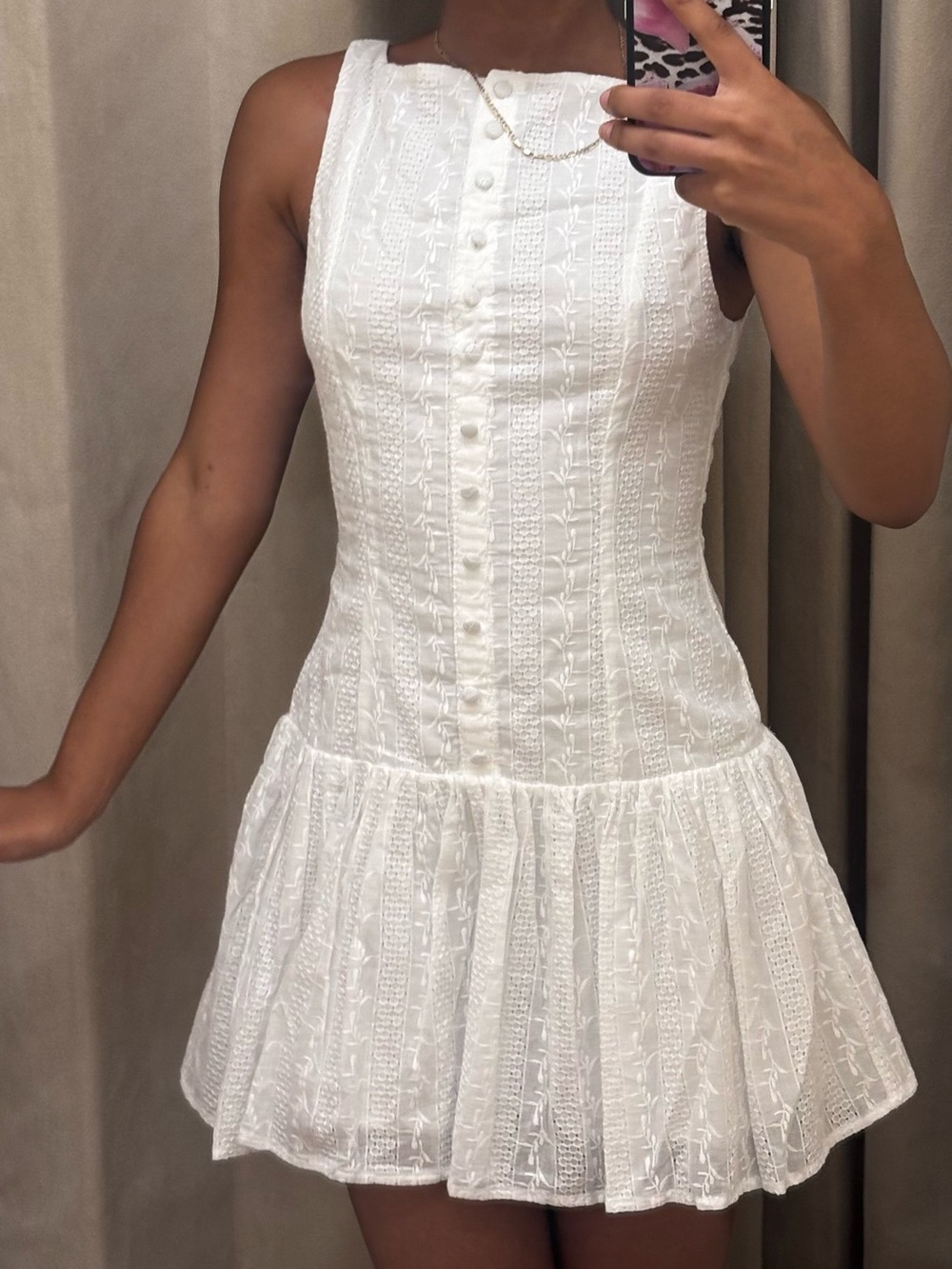 Princess Polly White Textured Button-Front Mini Dress - Picture 3 of 3